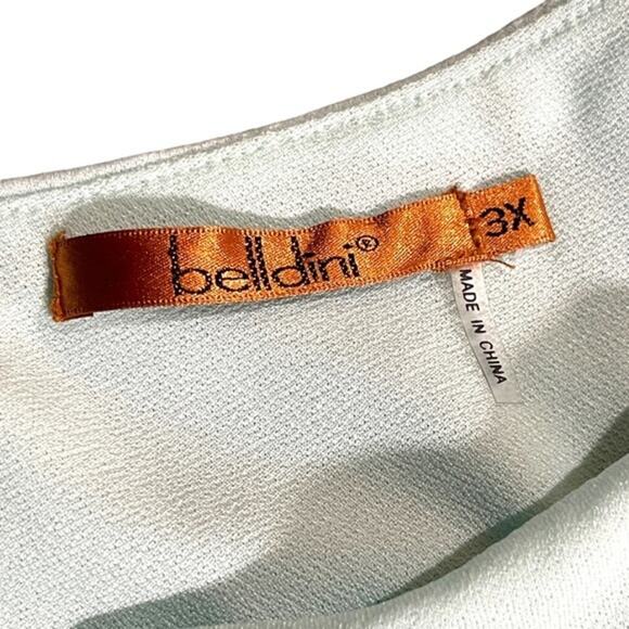 Belldini Flowy Ruffle Asymmetrical Rhinestone Mint Green 3X - Picture 5 of 7